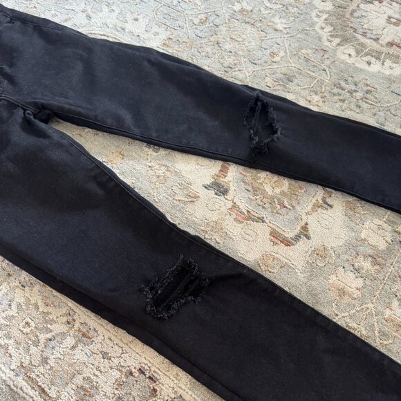 Abercrombie Ripped High Rise Super Skinny Ankle Jeans Black - Picture 4 of 6